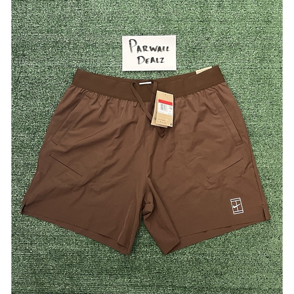 Nike Court Dri-Fit Advantage 6" Tennis Shorts Brown Mens Size Large FZ6913-259